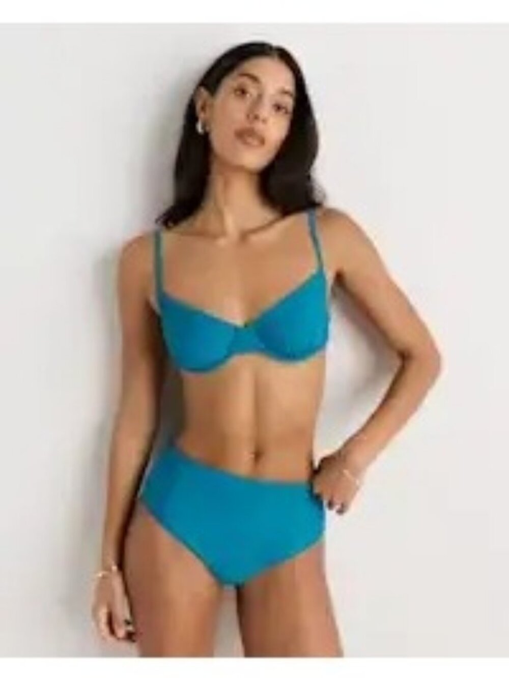 Quince Italian Demi Bikini Top Teal Size L